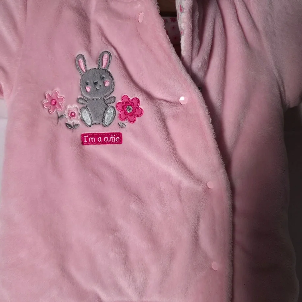 Child of Mine by Carters Pink Bunny Fleece Pram‎ Snowsuit 3-6M